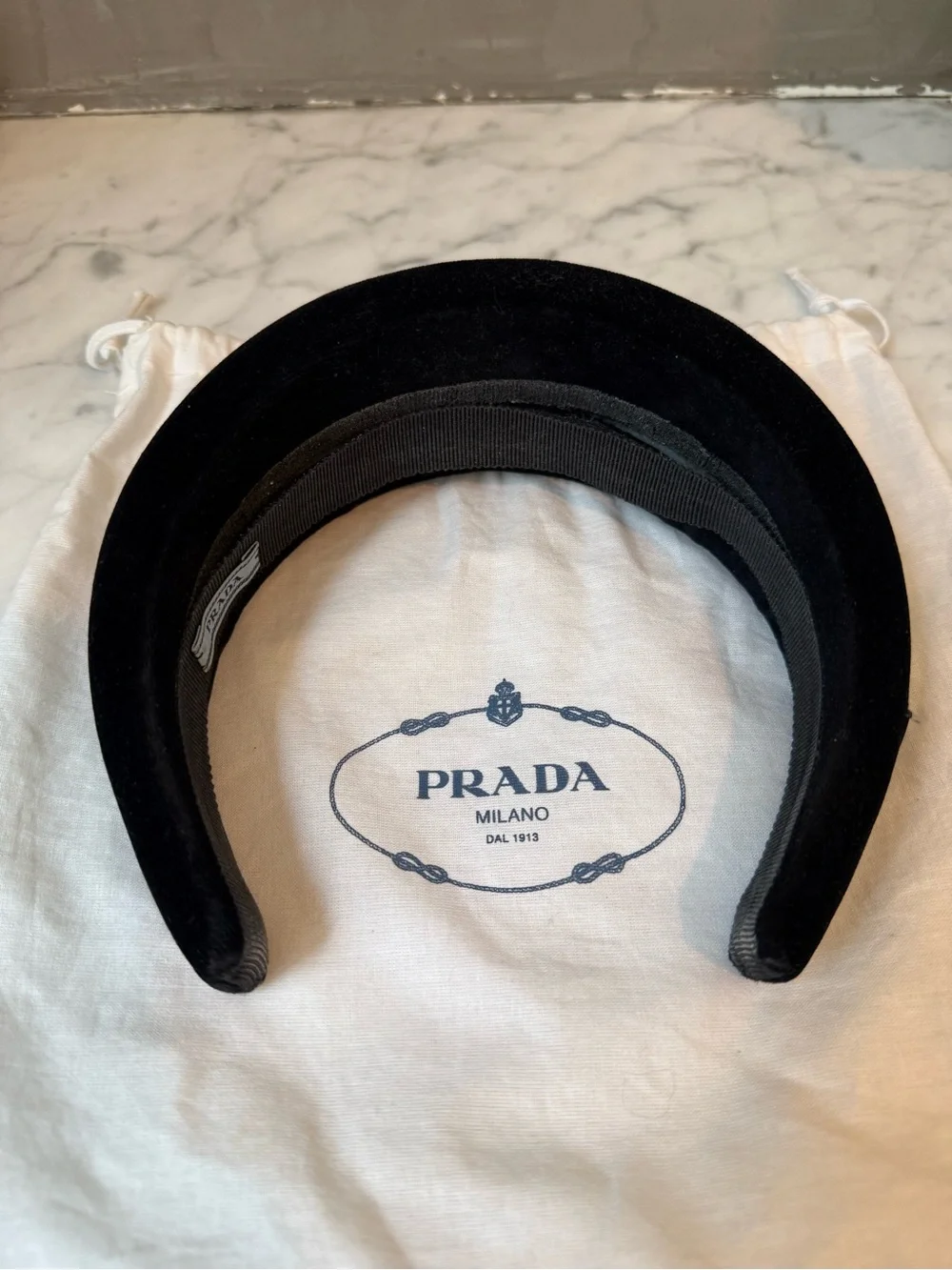Prada Black Velvet Padded Headband